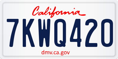 CA license plate 7KWQ420