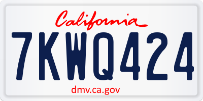 CA license plate 7KWQ424