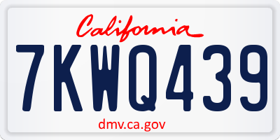 CA license plate 7KWQ439