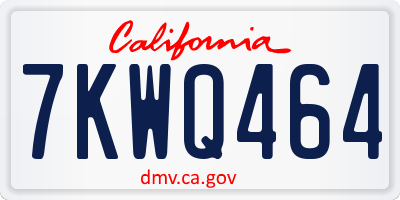 CA license plate 7KWQ464