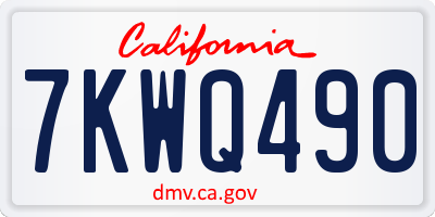 CA license plate 7KWQ490