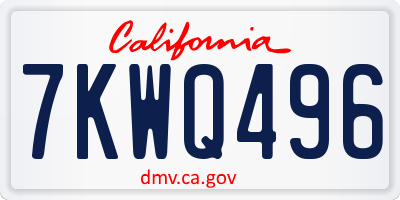 CA license plate 7KWQ496