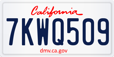 CA license plate 7KWQ509
