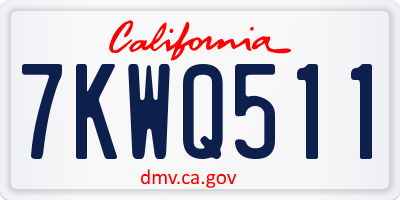 CA license plate 7KWQ511