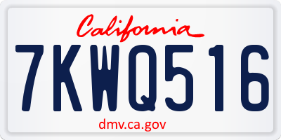 CA license plate 7KWQ516