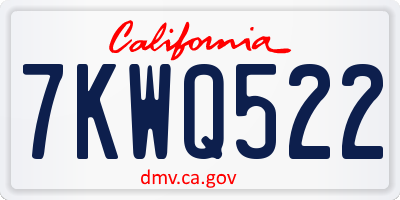 CA license plate 7KWQ522