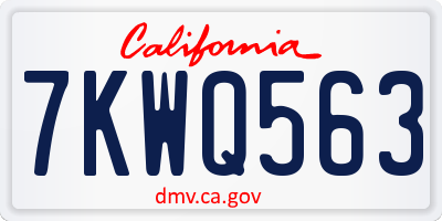CA license plate 7KWQ563