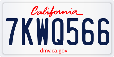 CA license plate 7KWQ566