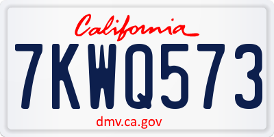 CA license plate 7KWQ573