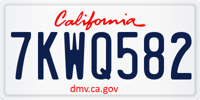 CA license plate 7KWQ582