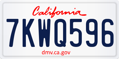 CA license plate 7KWQ596