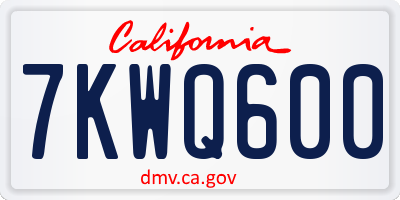 CA license plate 7KWQ600