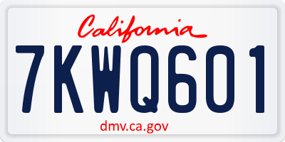 CA license plate 7KWQ601
