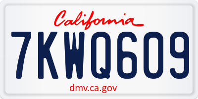 CA license plate 7KWQ609