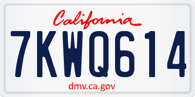 CA license plate 7KWQ614