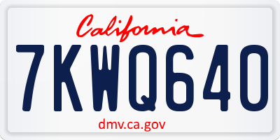 CA license plate 7KWQ640