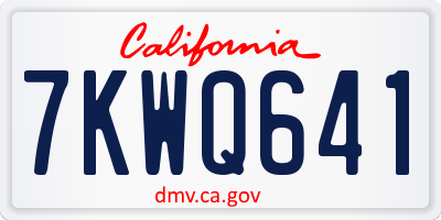 CA license plate 7KWQ641