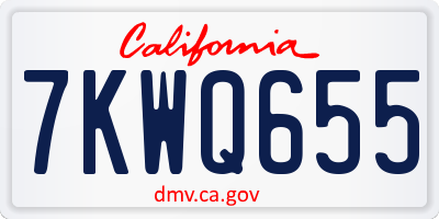 CA license plate 7KWQ655
