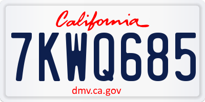 CA license plate 7KWQ685