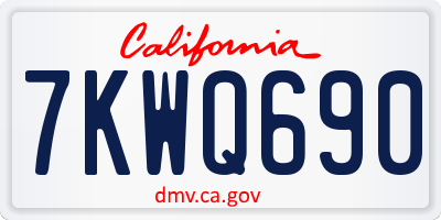 CA license plate 7KWQ690