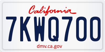 CA license plate 7KWQ700