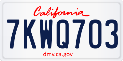 CA license plate 7KWQ703