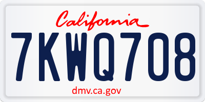 CA license plate 7KWQ708