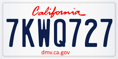 CA license plate 7KWQ727