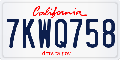 CA license plate 7KWQ758