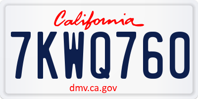 CA license plate 7KWQ760