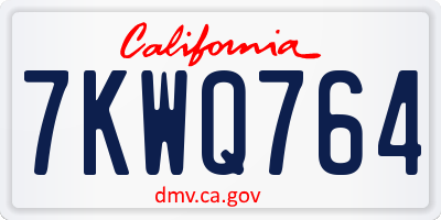 CA license plate 7KWQ764