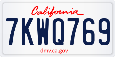 CA license plate 7KWQ769