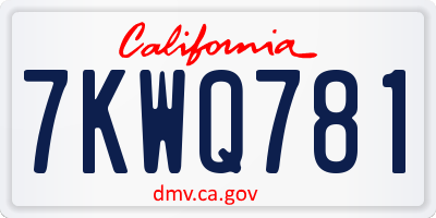 CA license plate 7KWQ781