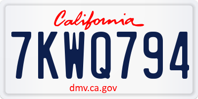 CA license plate 7KWQ794