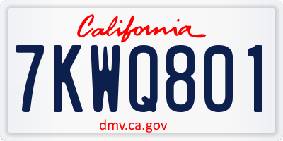 CA license plate 7KWQ801