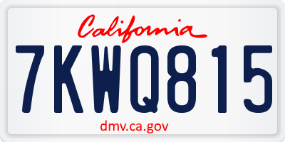 CA license plate 7KWQ815