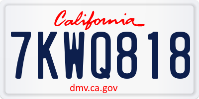 CA license plate 7KWQ818