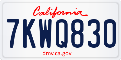 CA license plate 7KWQ830