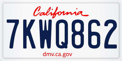 CA license plate 7KWQ862