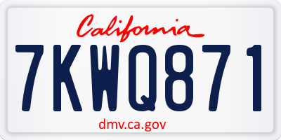 CA license plate 7KWQ871