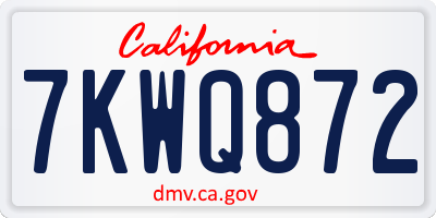 CA license plate 7KWQ872