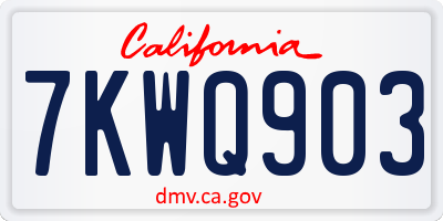 CA license plate 7KWQ903