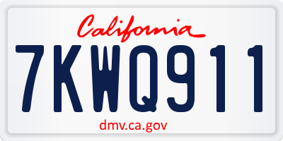 CA license plate 7KWQ911