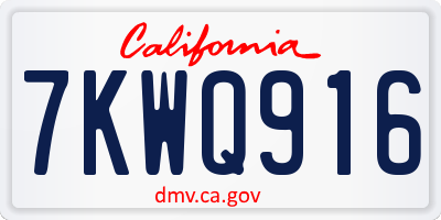 CA license plate 7KWQ916