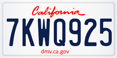 CA license plate 7KWQ925