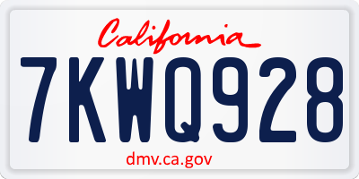 CA license plate 7KWQ928