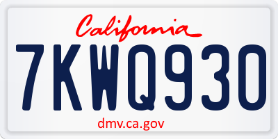 CA license plate 7KWQ930