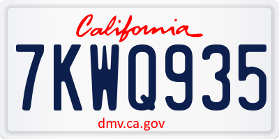 CA license plate 7KWQ935