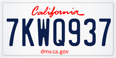 CA license plate 7KWQ937