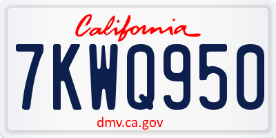 CA license plate 7KWQ950